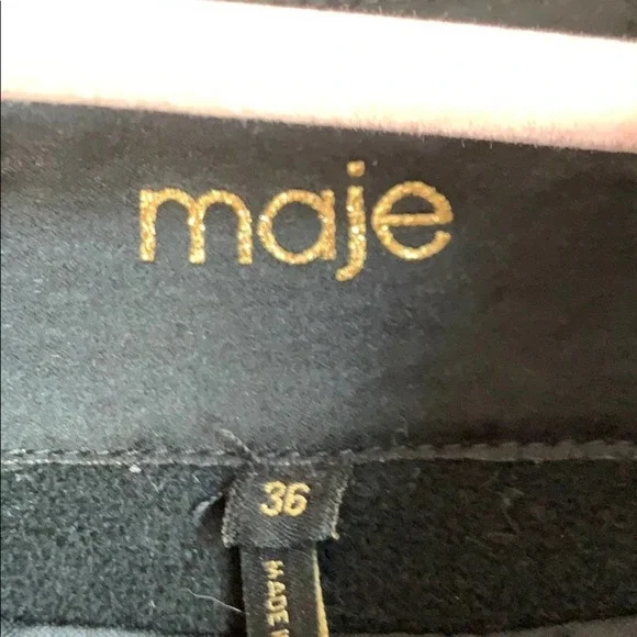Maje Wool/Cashmere Leather Trim Coat